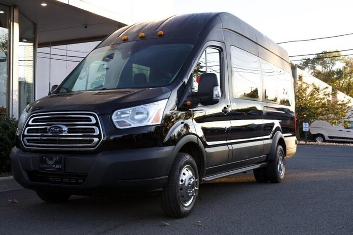 a black van parked in a parking lot