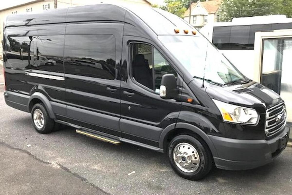 a black van parked in a parking lot