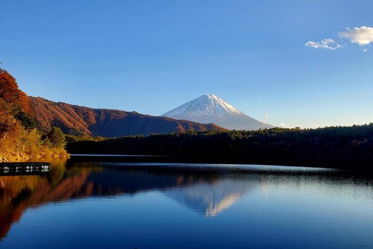 湖に映る山の景色