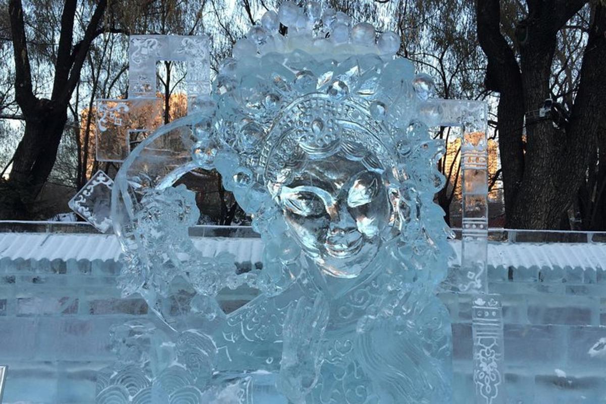 a ice sculpture of a woman is shown