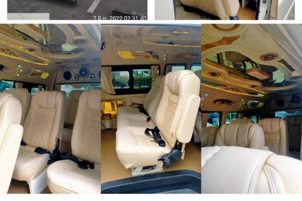 a collage of three pictures of a bus