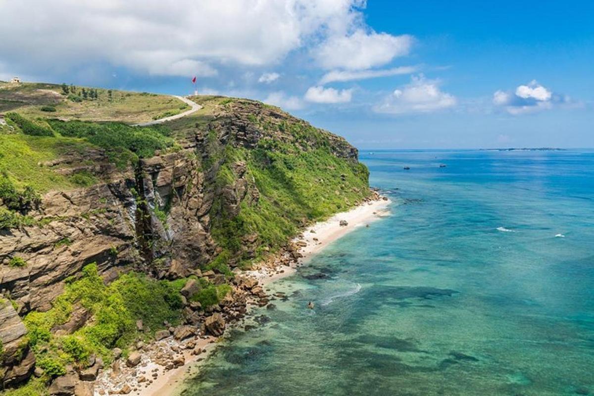 widok z lotu ptaka na plażę w pobliżu oceanu