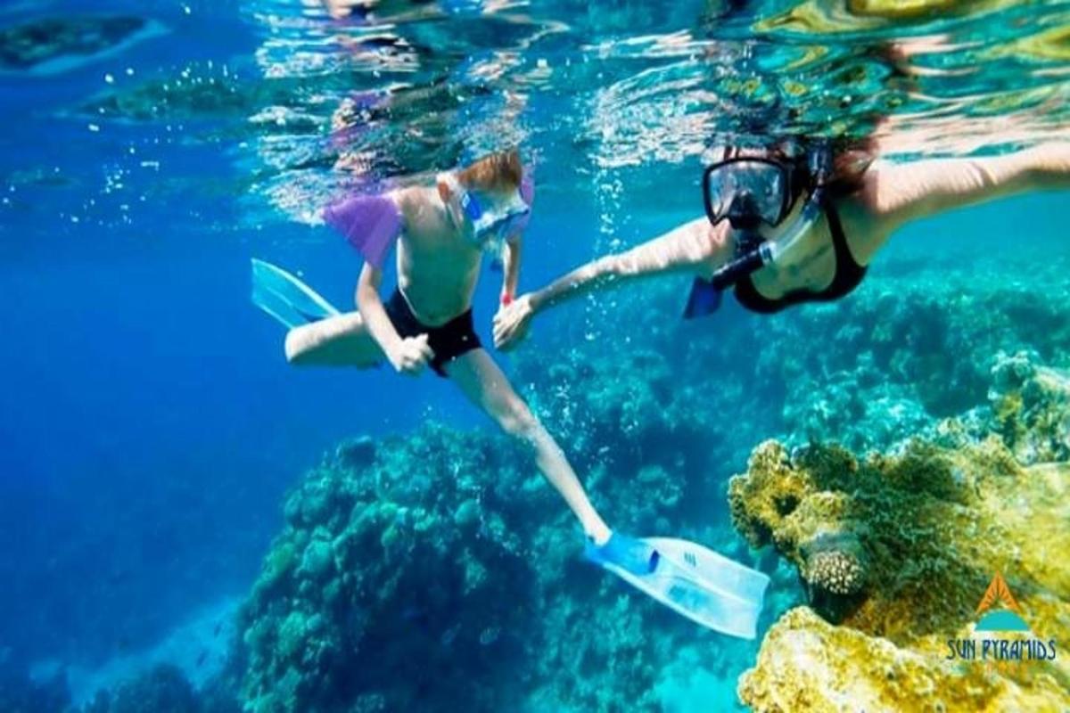 Dos personas se sumergen en el agua