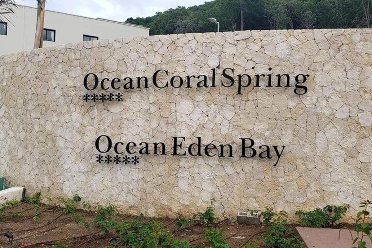 un senyal per a una font de corall oceànic, badia caiguda a l'oceà