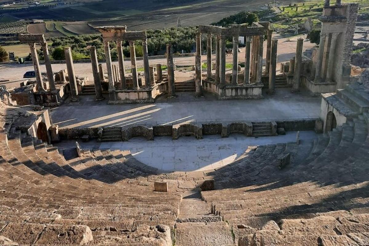 an aerial view of an amphitheater