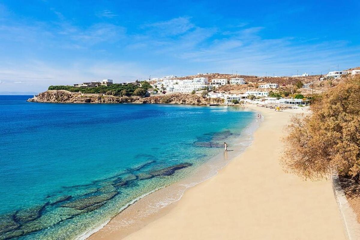 une plage avec une personne debout sur la plage