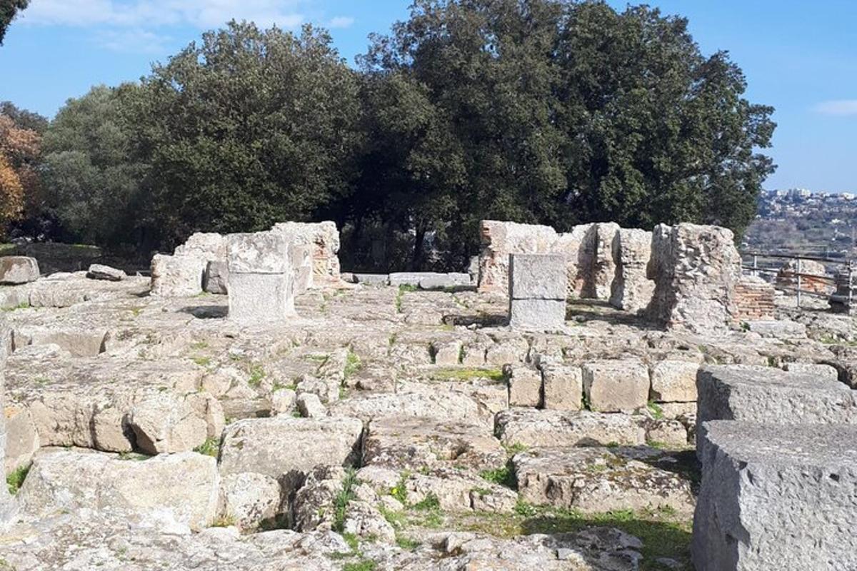 starodavne ruševine z drevesi v ozadju
