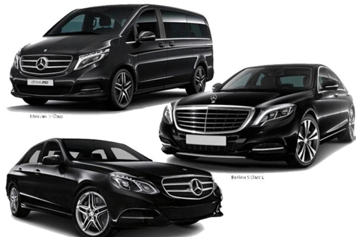 two black cars and a black limousine