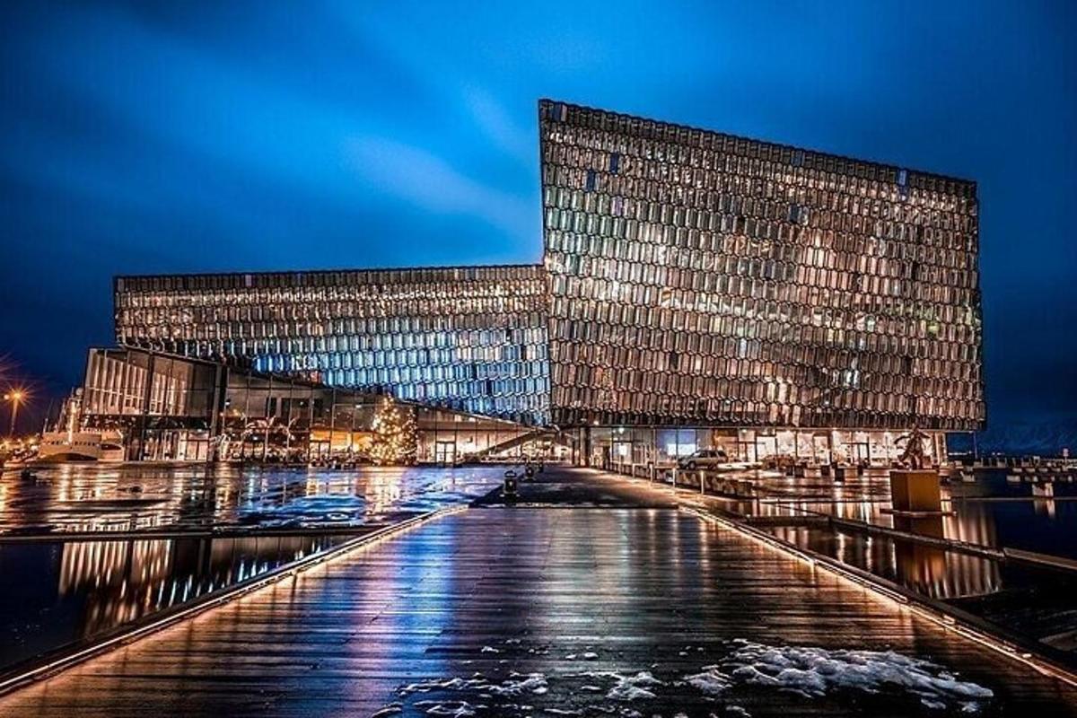 a large building is lit up at night