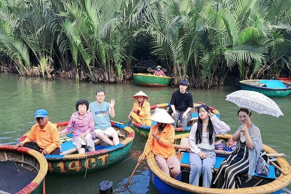 a group of people sitting on boats in the water