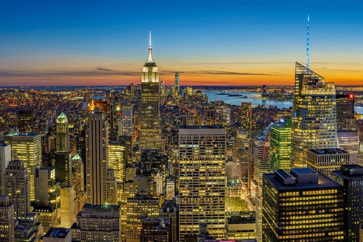 a view of a city skyline at night