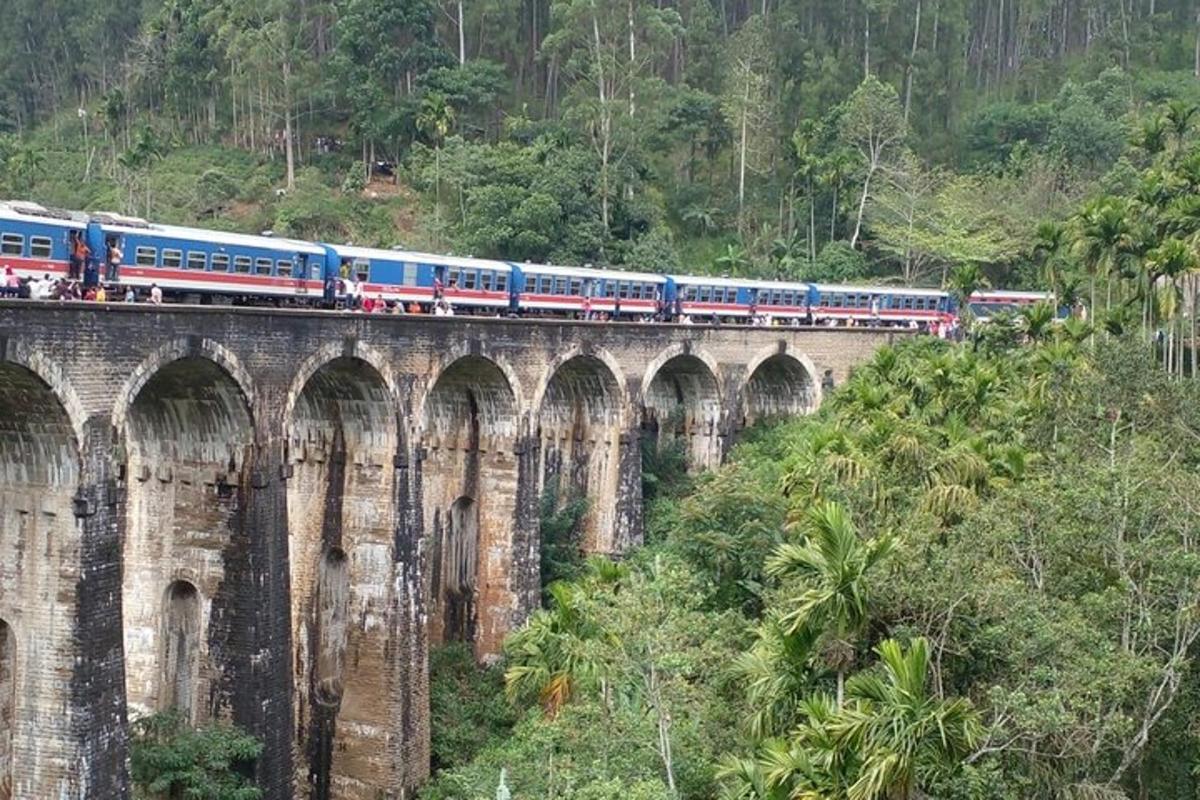 un tren en un pont sobre una muntanya