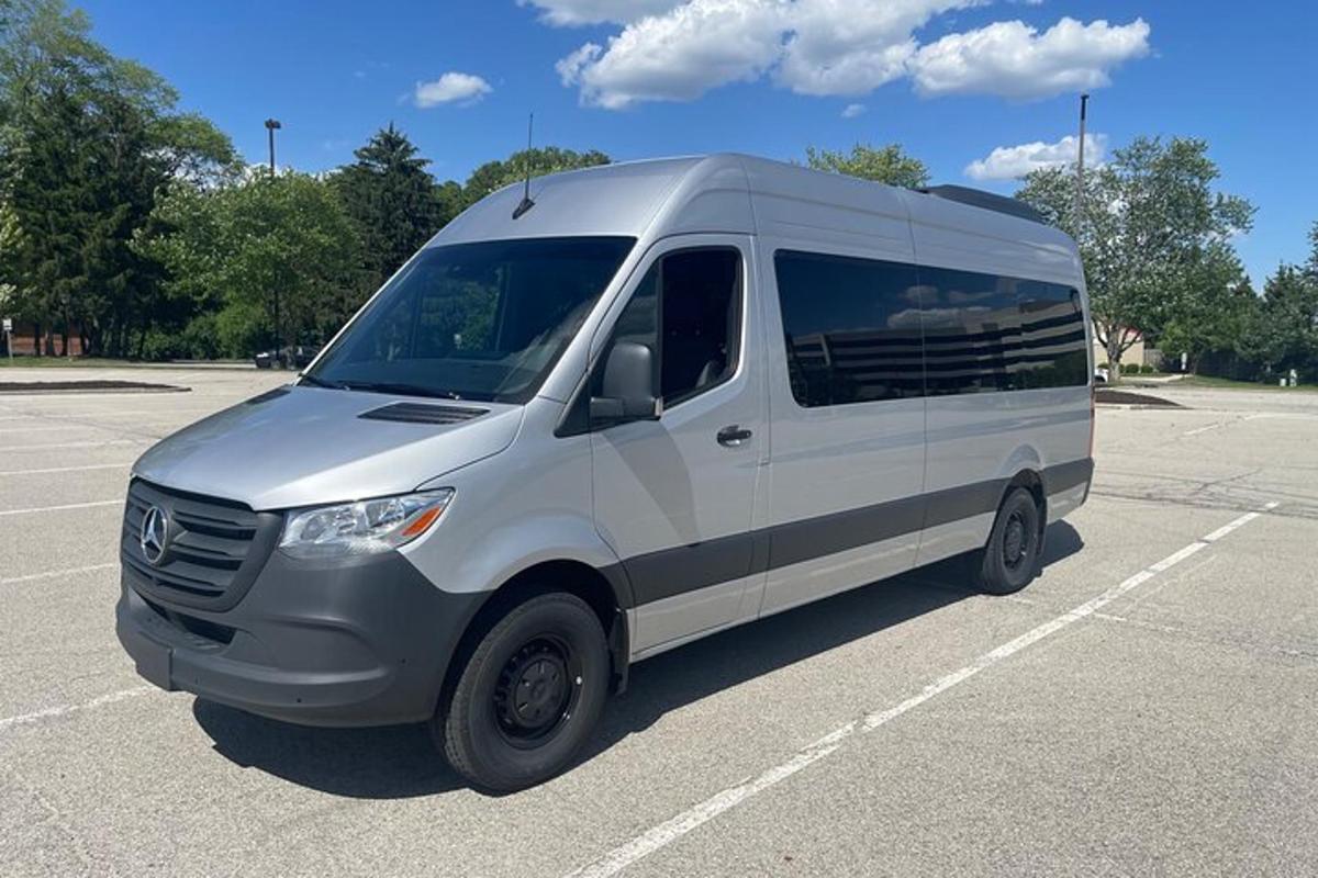 a white van parked in a parking lot