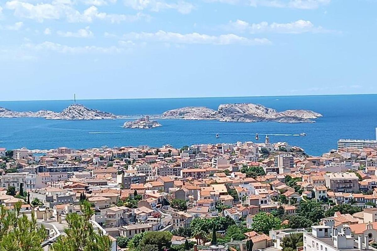 an aerial view of a city and the ocean