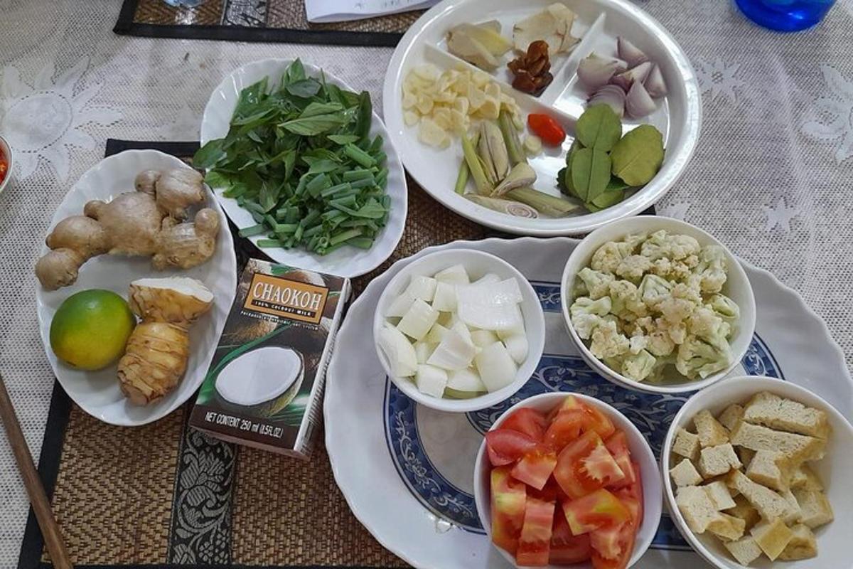 a table with plates of food on a table
