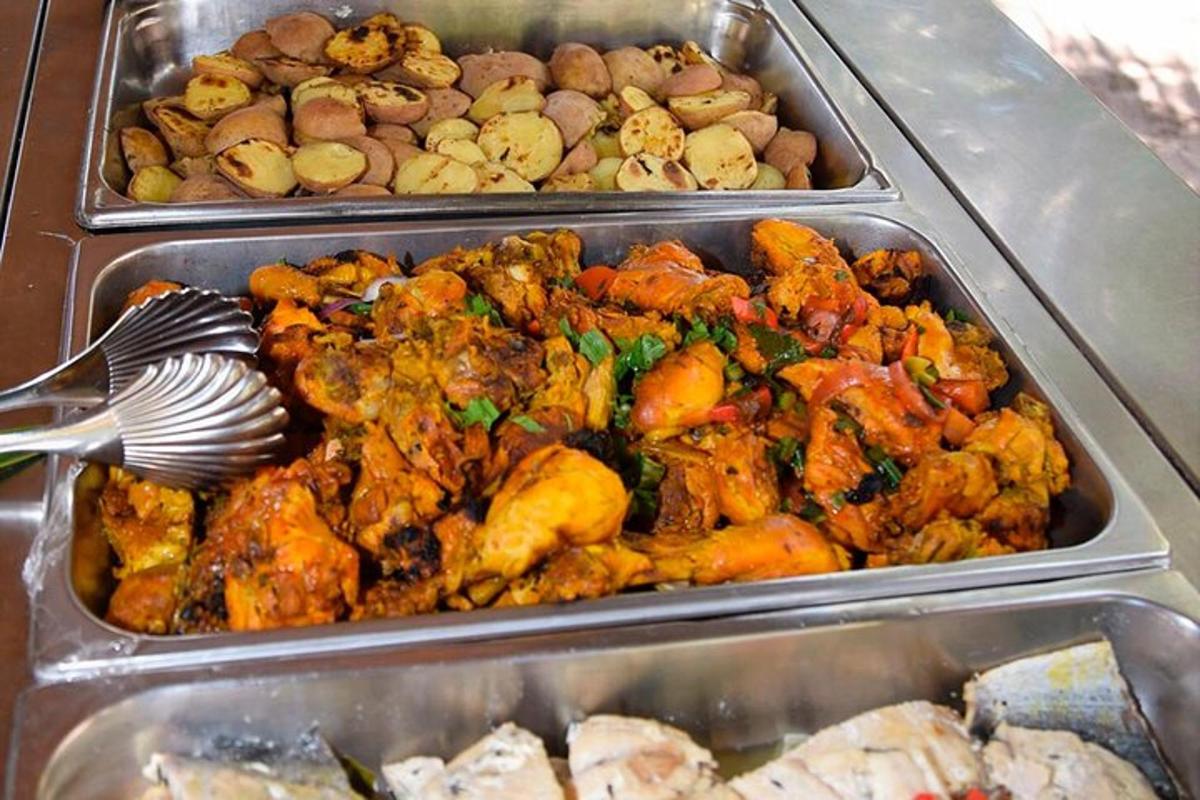 a tray of food with different types of food