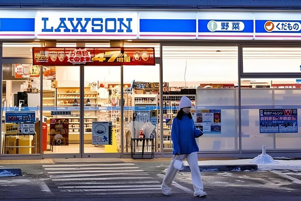 a woman crossing a street in front of a store