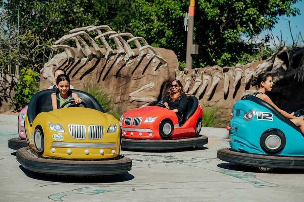 a group of people riding in cars on a roller coaster