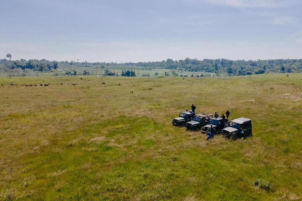a group of people on atvs in a field