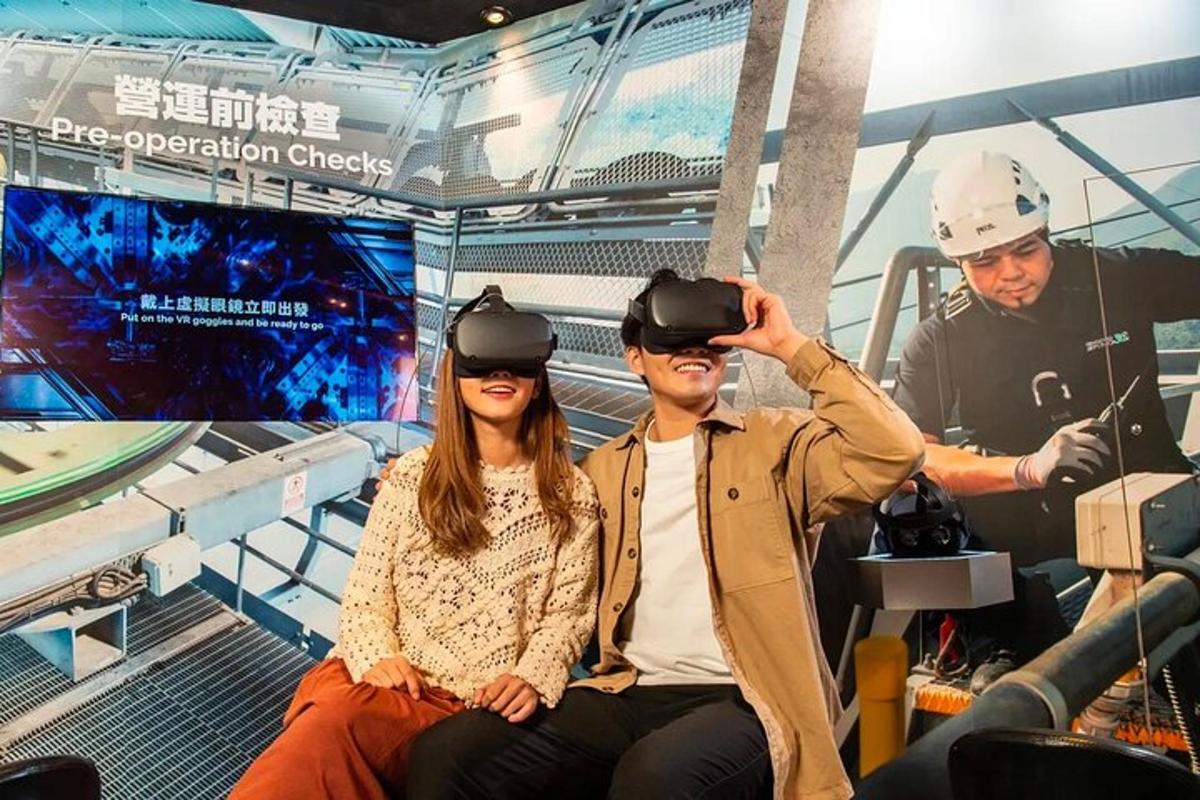 a man and a woman wearing virtual reality headsets