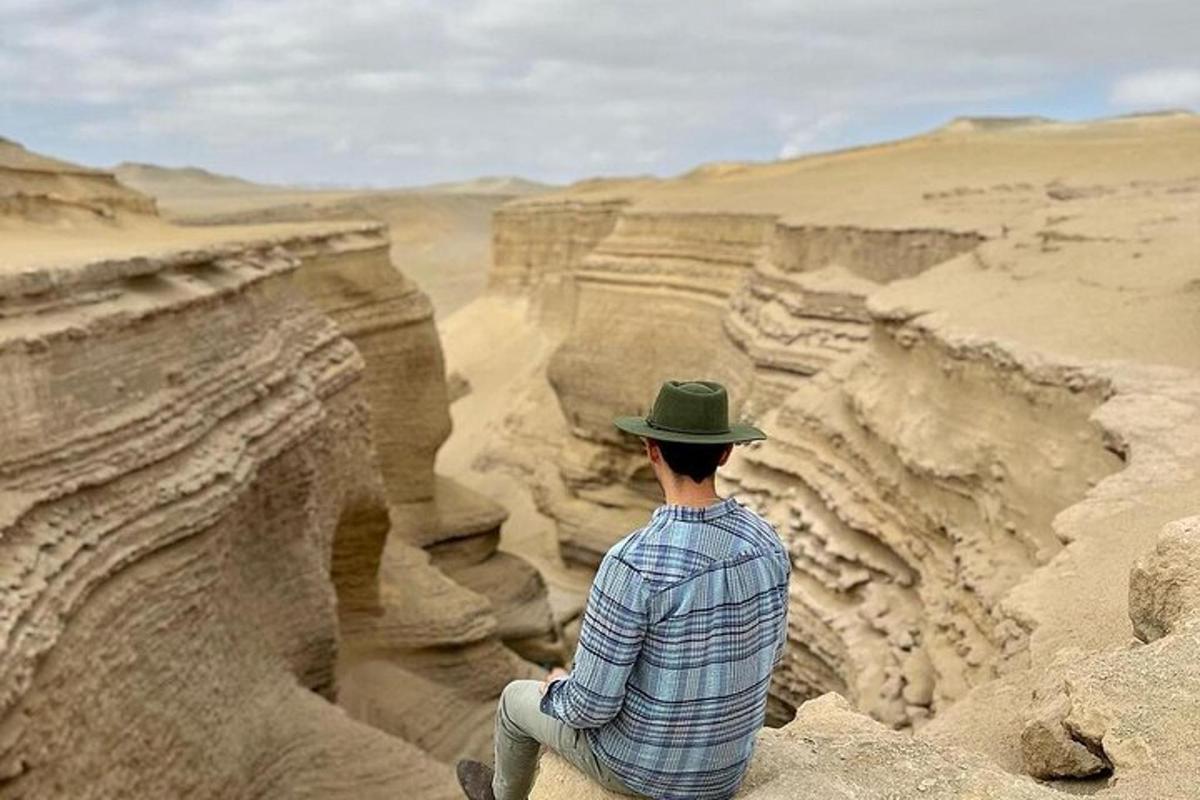 un home amb barret mira un canyó