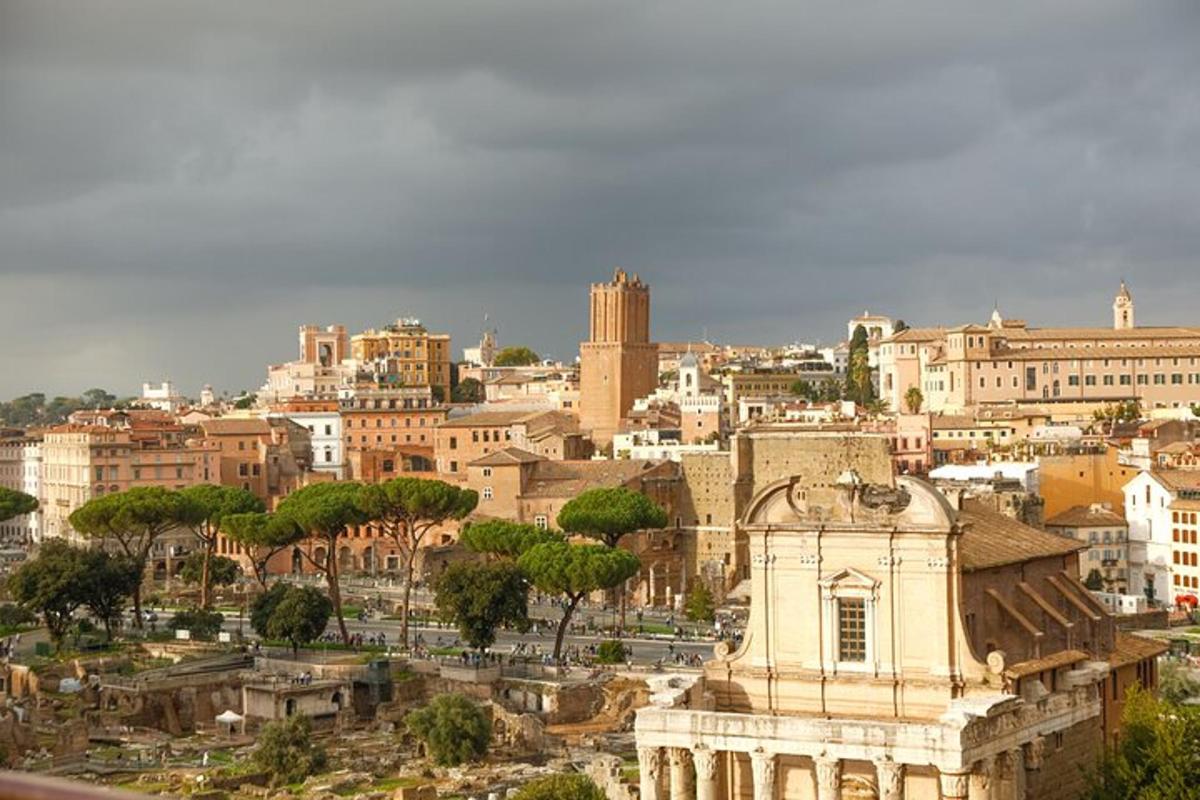 a view of a city with buildings and trees