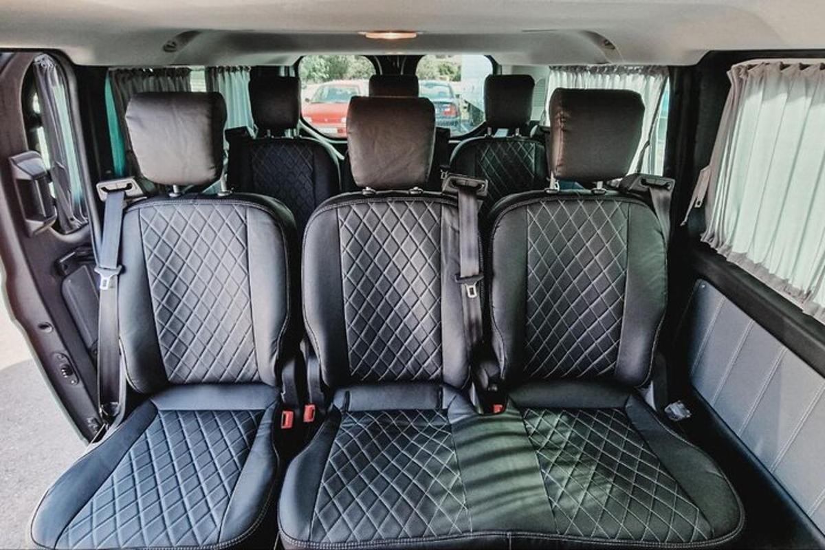 a backseat of a car with the back seats down