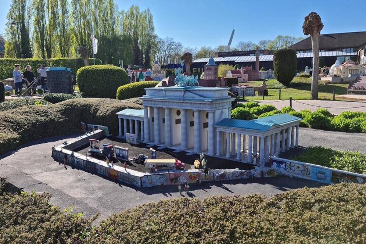 a model of a building in a garden