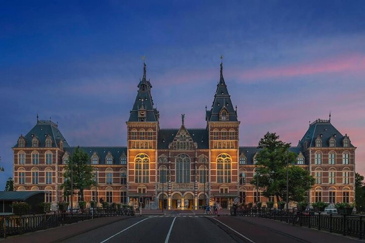 a large building with a street in front of it
