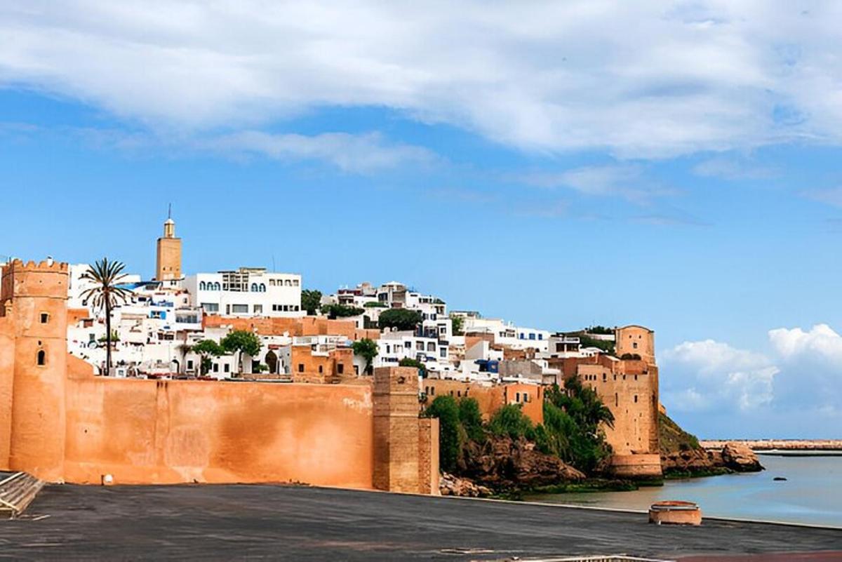 uma vista de um castelo com uma cidade ao fundo
