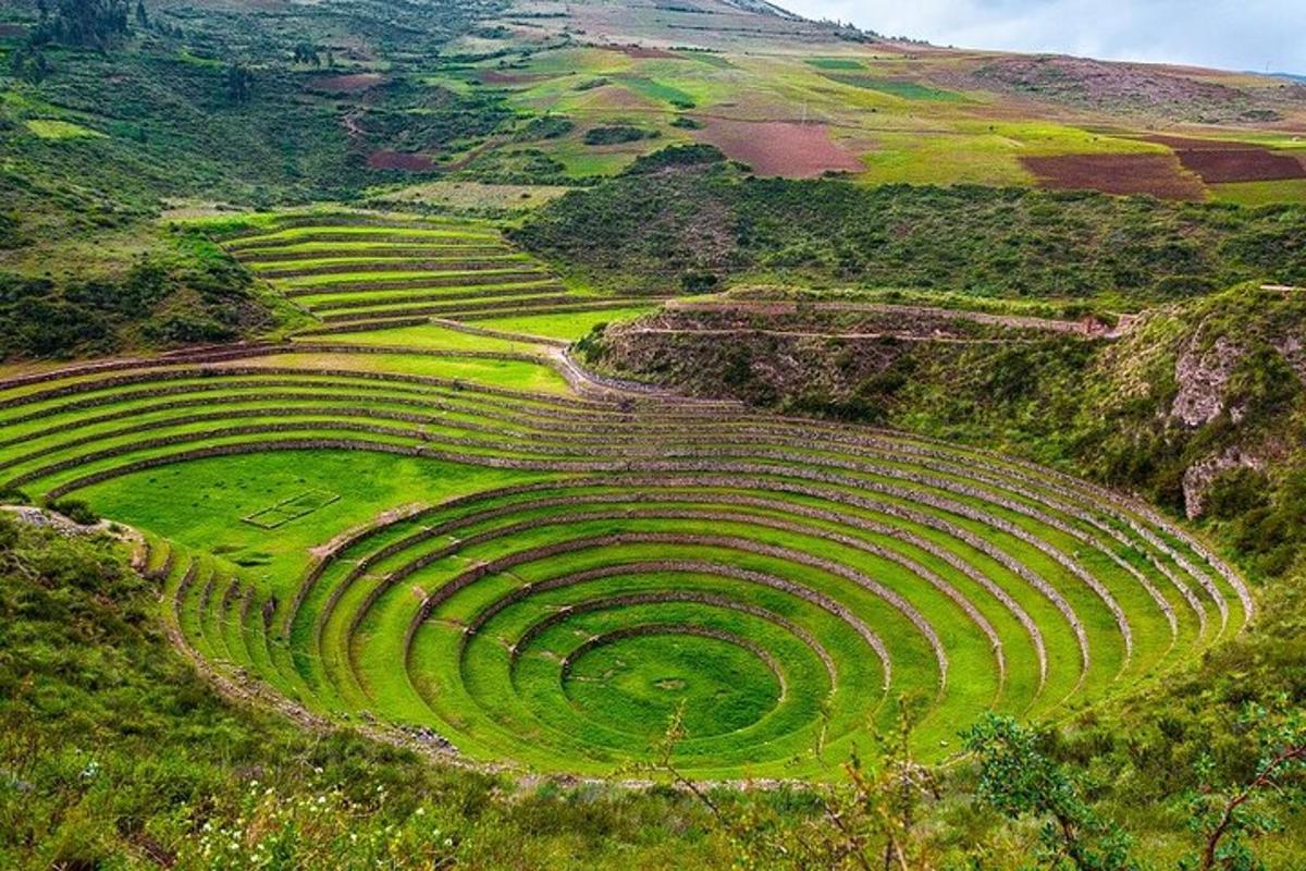 an aerial view of an amphitheater in the mountains