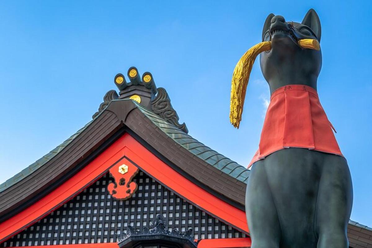 a statue of a dog in front of a building