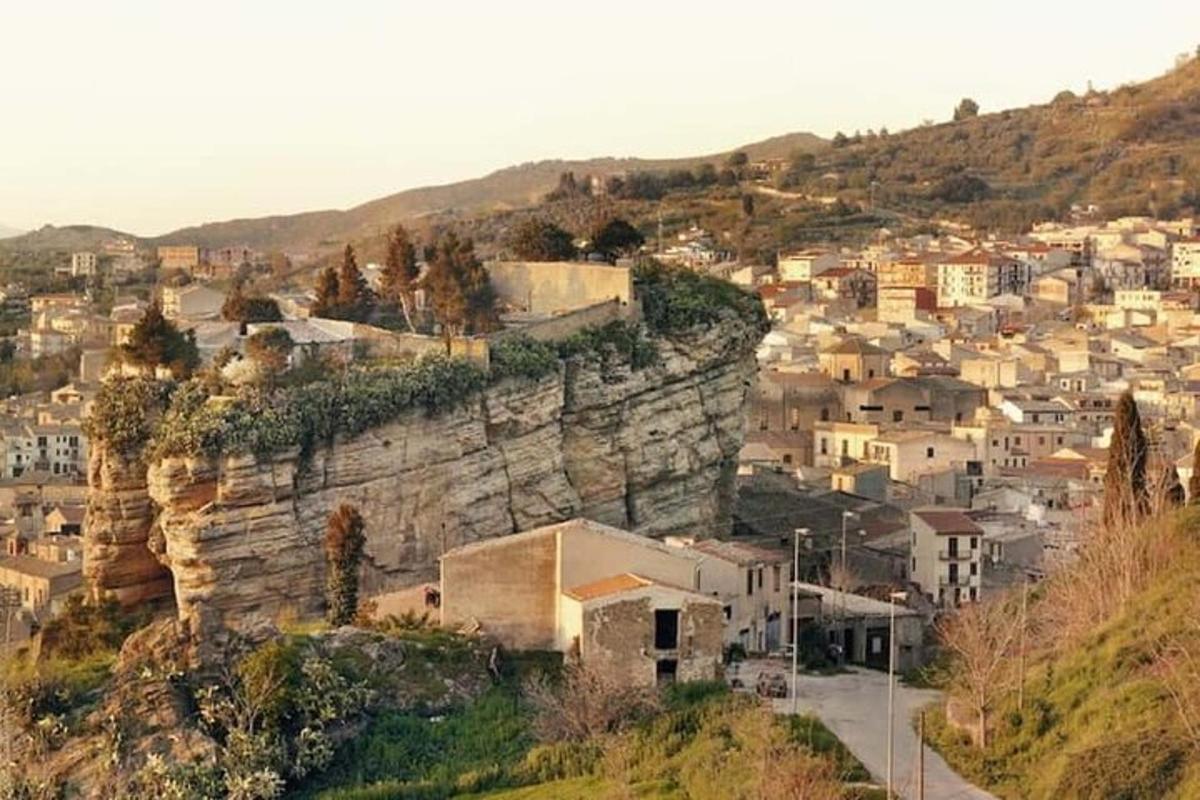 a view of a city with a mountain