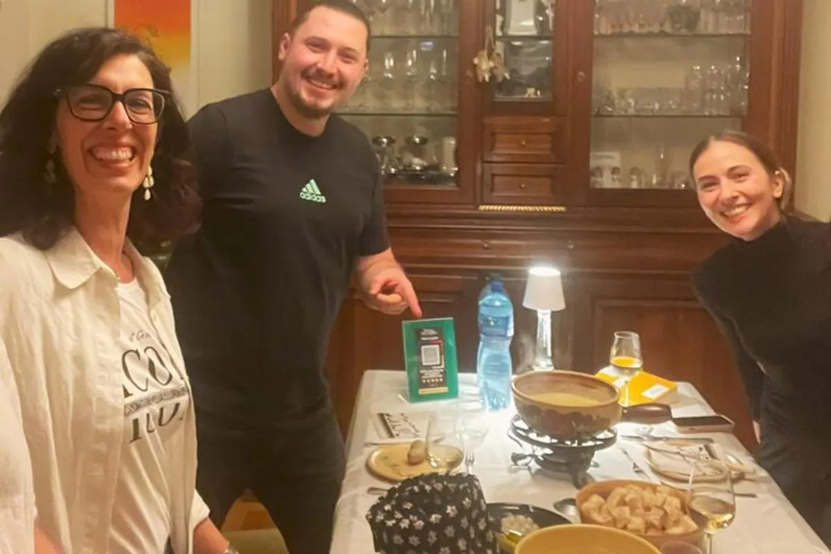 Dîner traditionnel suisse: Fondue au fromage, entrées et dessert – photo 11