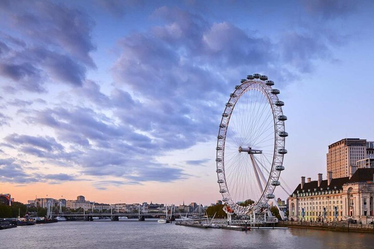 a large ferris wheel in the middle of a river