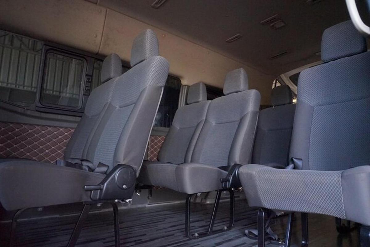 a group of empty seats on a bus