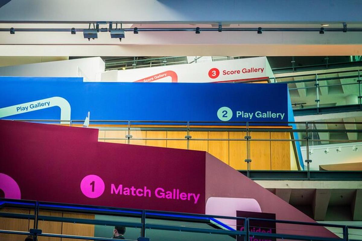 a group of signs in a building