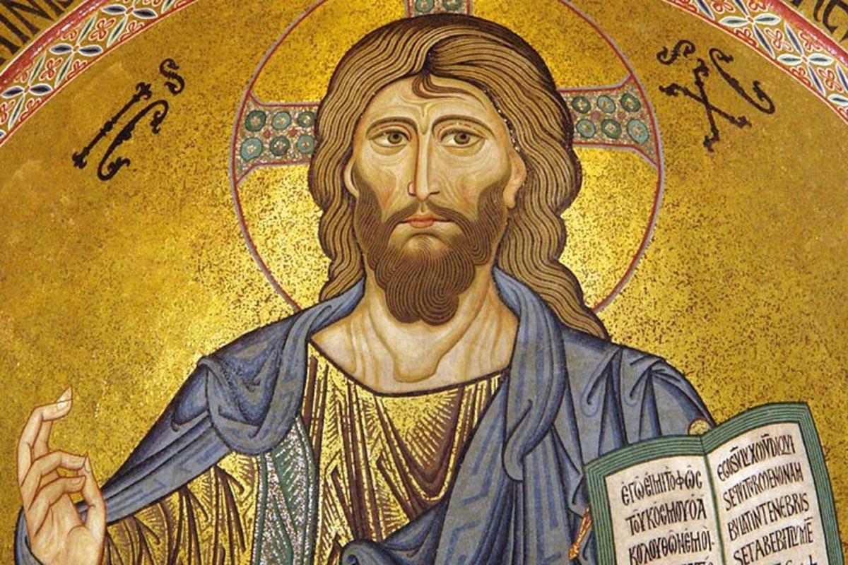 maal, kus Jeesus hoiab käes raamatut