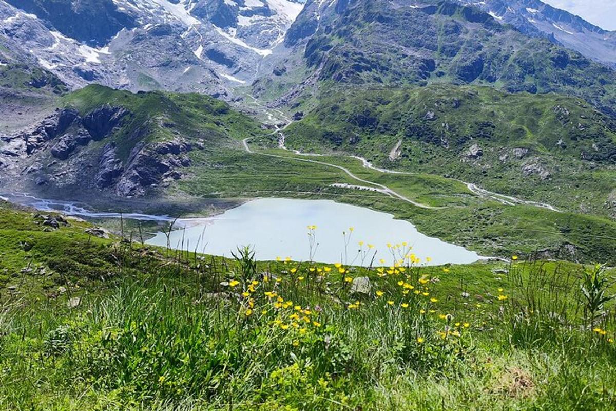 o vedere a unui munte cu o întindere de apă