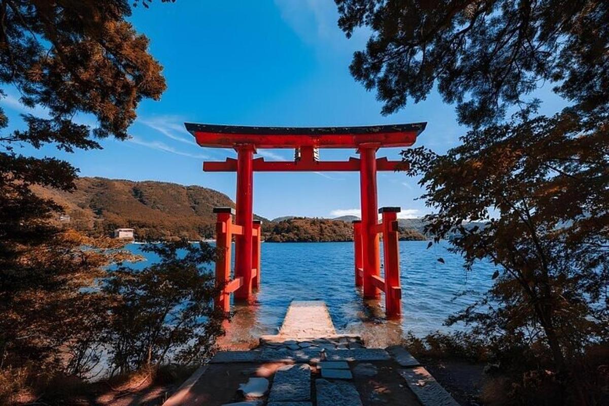 brána torii uprostřed vodní plochy