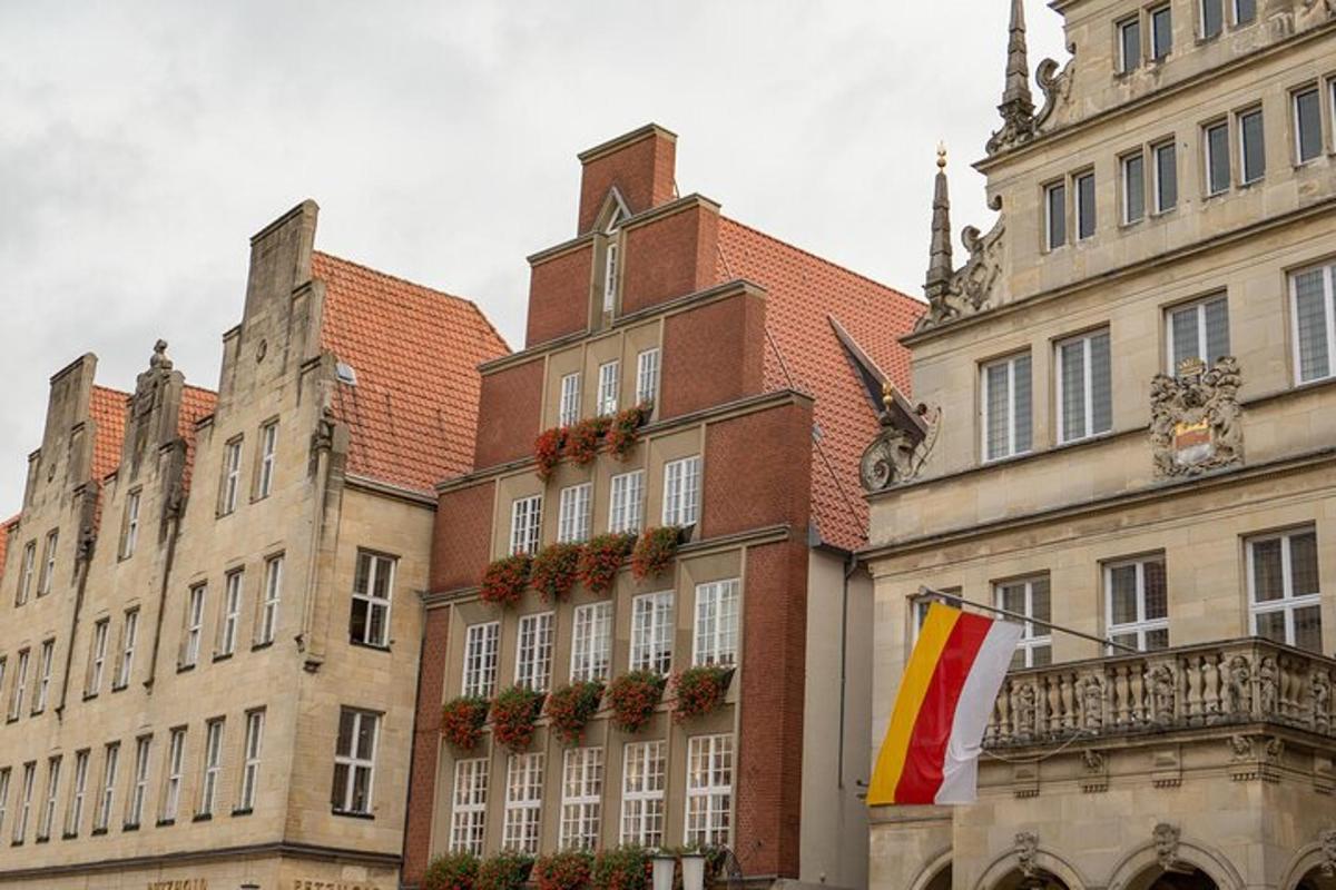 a building with a flag in front of it