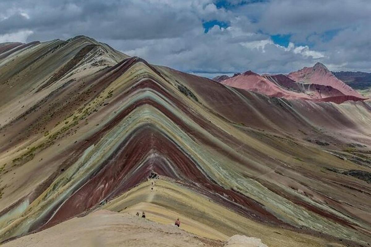 a mountain with a geometric pattern on it