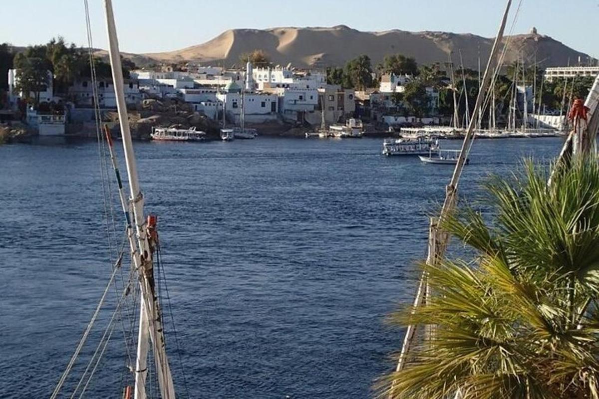una barca in uno specchio d'acqua con edifici e alberi