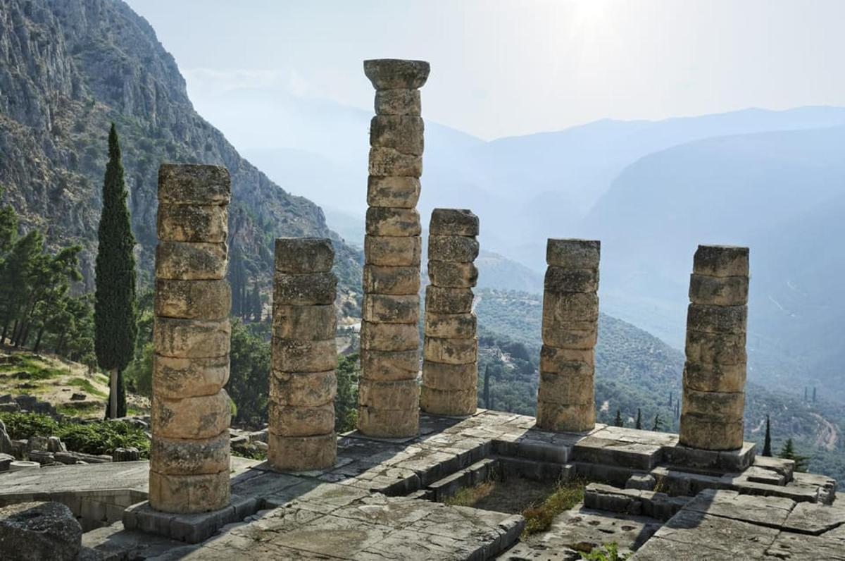 a group of columns at the ruins of the acropolis