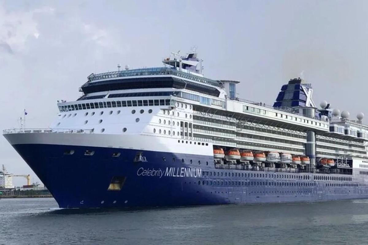 a cruise ship is docked in the water