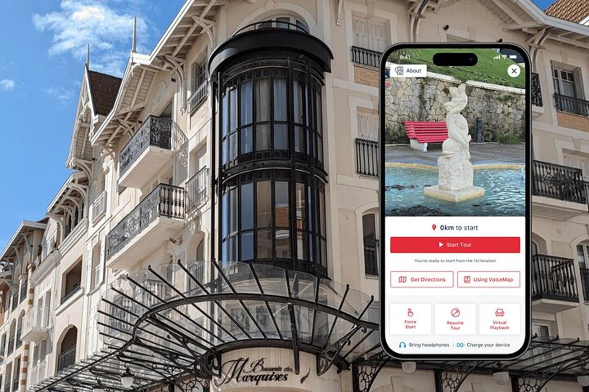 a cell phone in front of a building