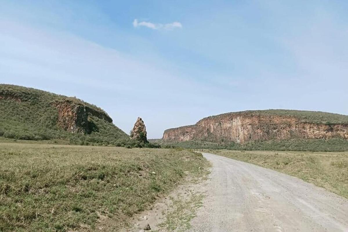 een onverharde weg midden in een veld