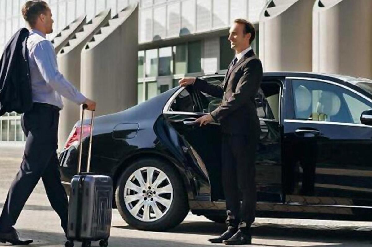 a man with a suitcase getting out of a car