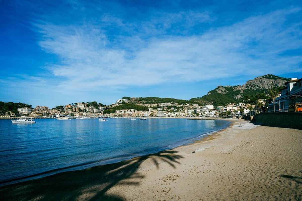 a beach with houses and boats in the water