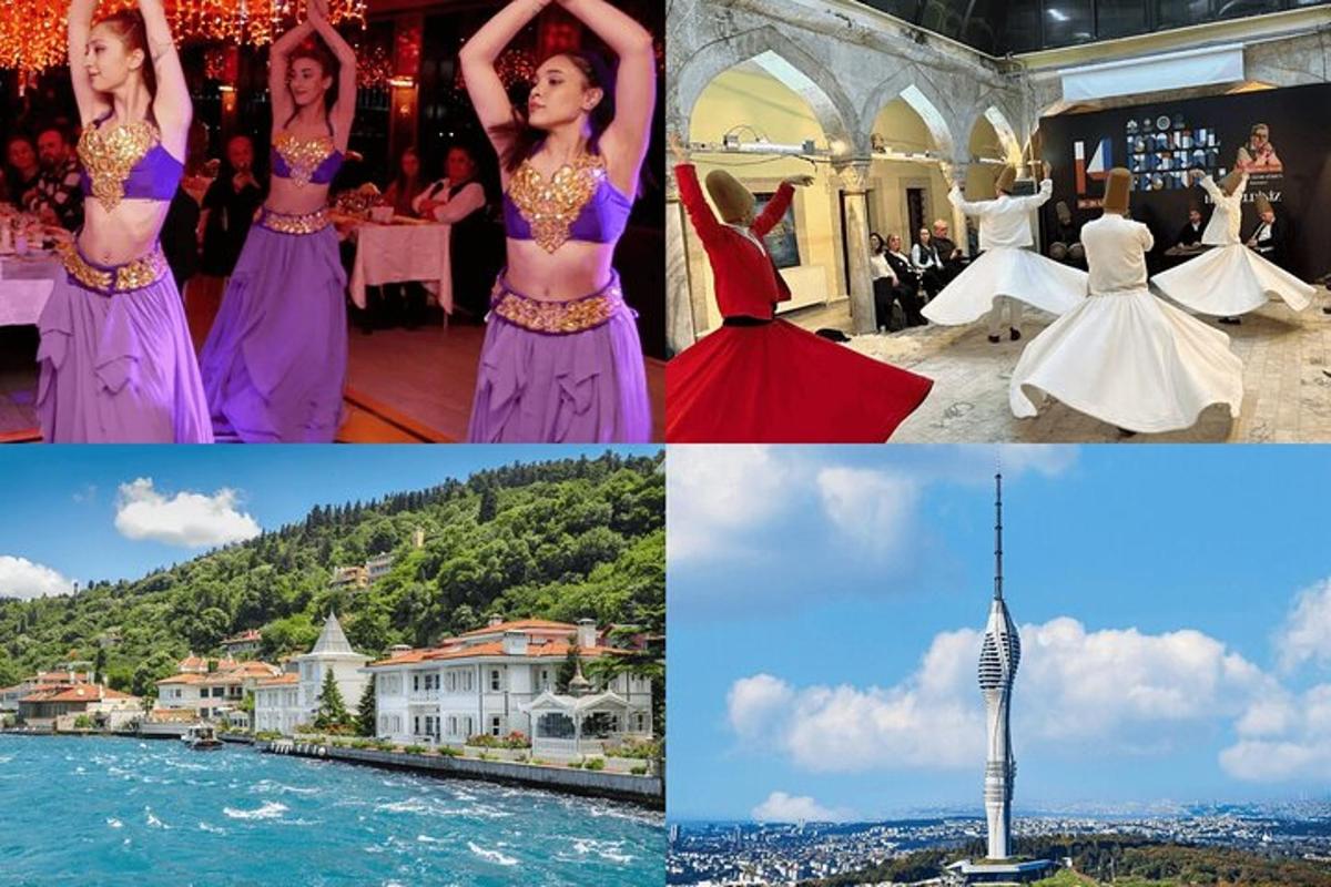 un collage di foto con una donna in costume